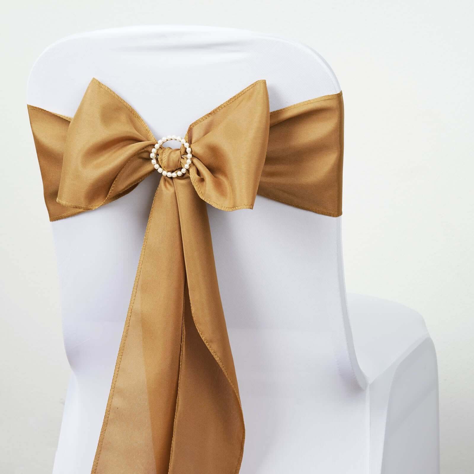 5 Pack Polyester Chair Sashes Gold - Subtle Elegance for Special Occasions 6"x108"