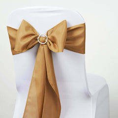 5 Pack Polyester Chair Sashes Gold - Subtle Elegance for Special Occasions 6"x108"