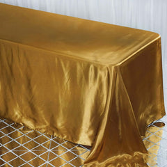Satin Rectangular 90"x132" Tablecloth Gold Satin - Seamless Stylish Table Cover for Weddings and Parties