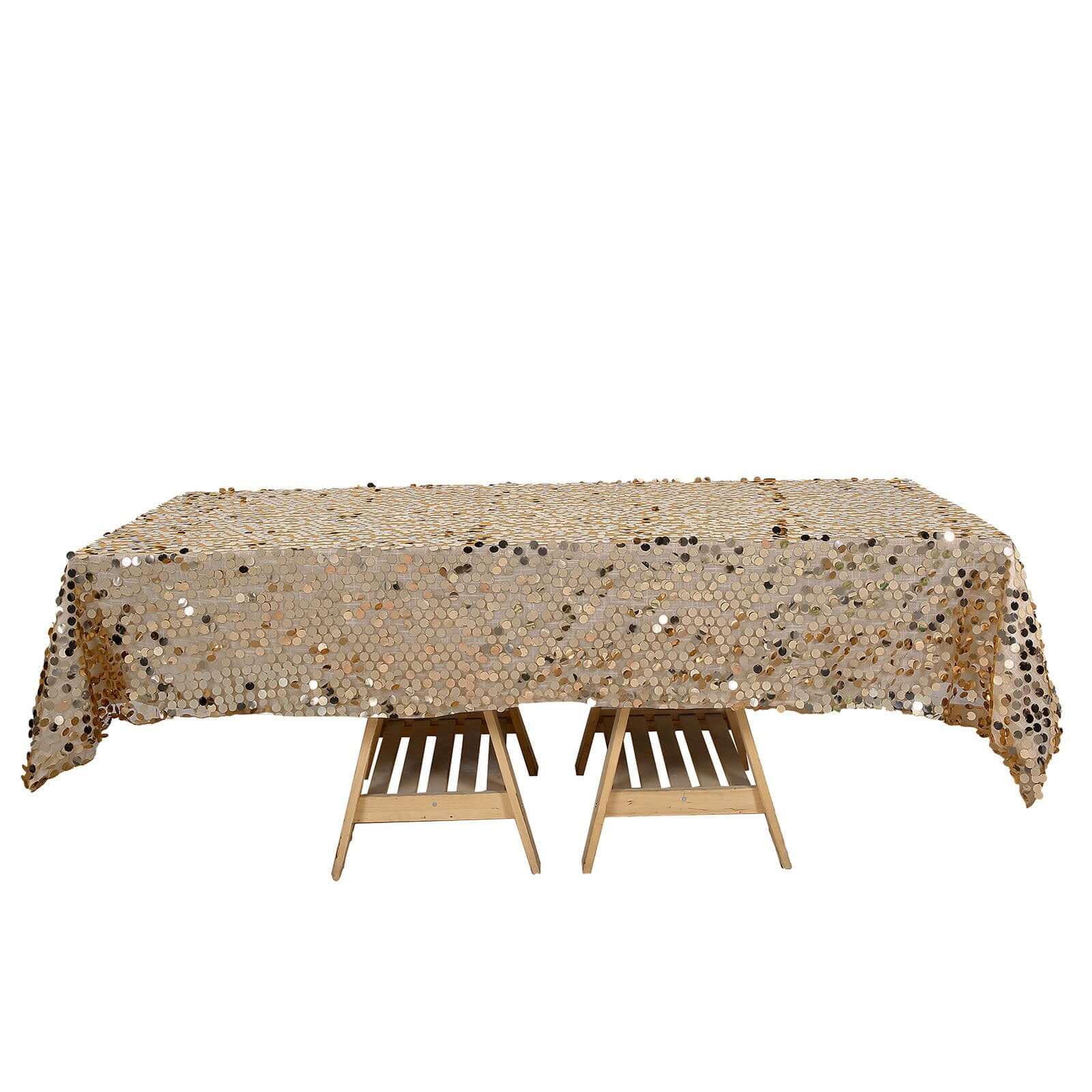 Sequin 60"x102" Rectangle Tablecloth Gold - Big Payette Table Cover