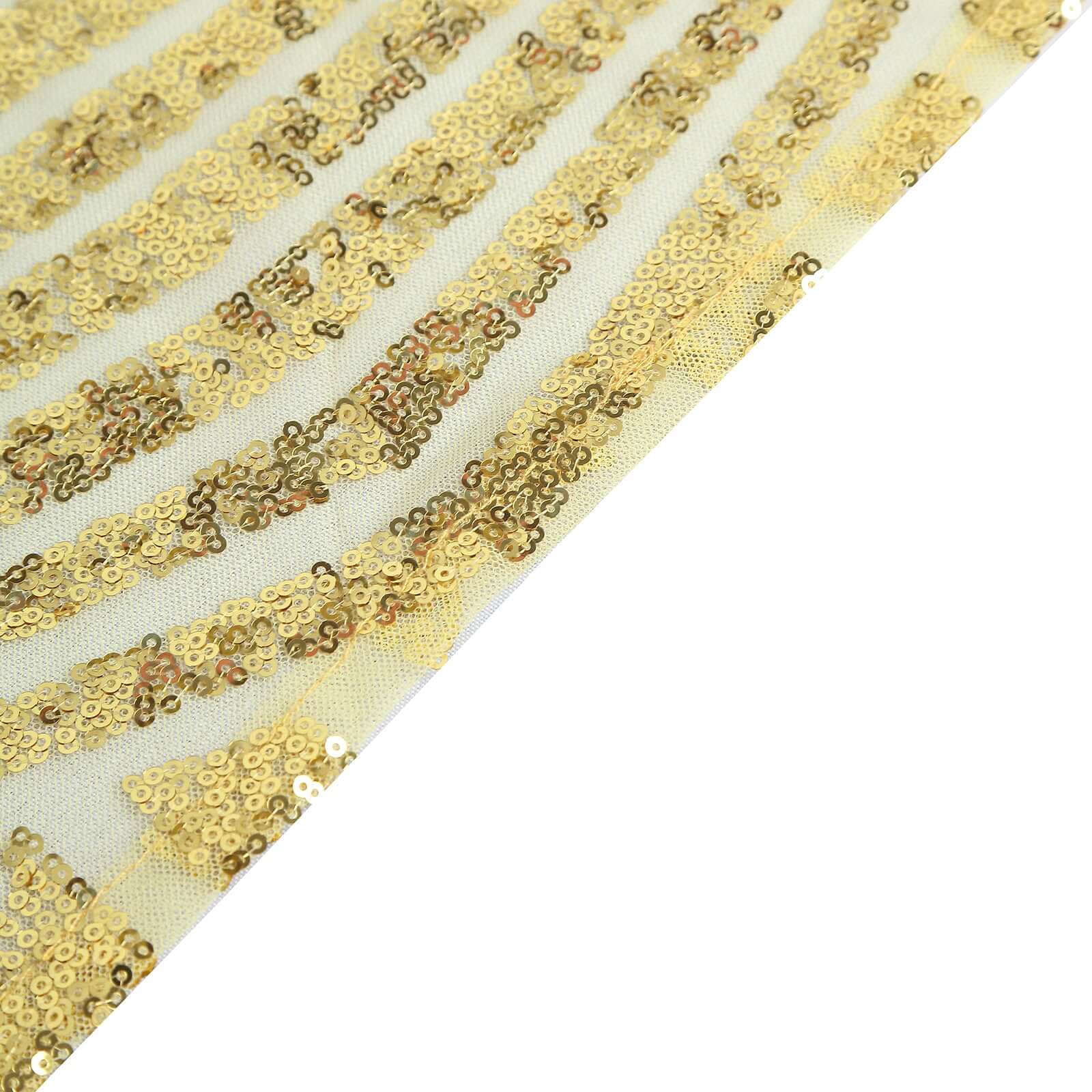 Sequin 120" Round Tablecloth Gold - Seamless Diamond Glitz Design for Glamorous Gatherings