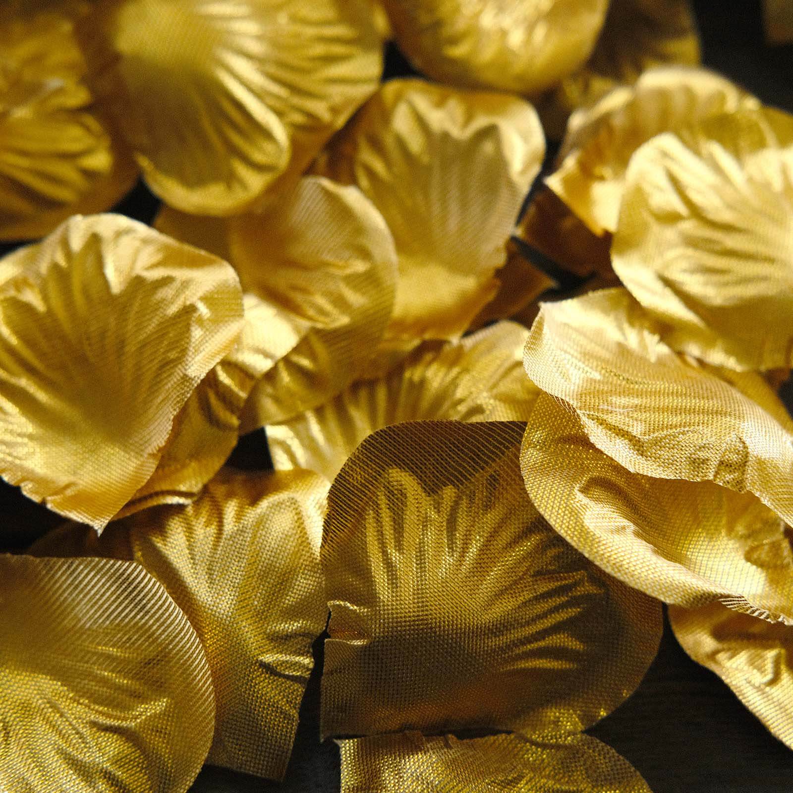 500-Pack Rose Petals Round Design Metallic Gold Silk Confetti - Decorative Scatters for Tables and Floors