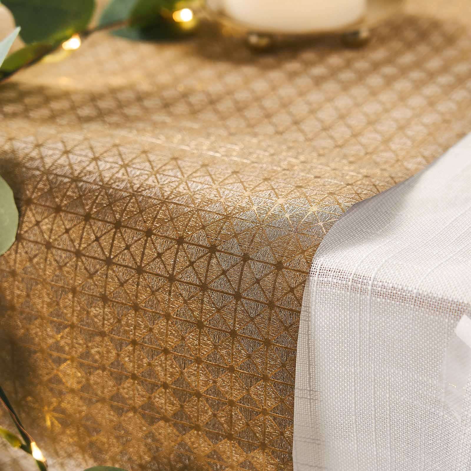 9ft Gold Glamorous Geometric Print Table Runner, Disposable Paper Table Runner