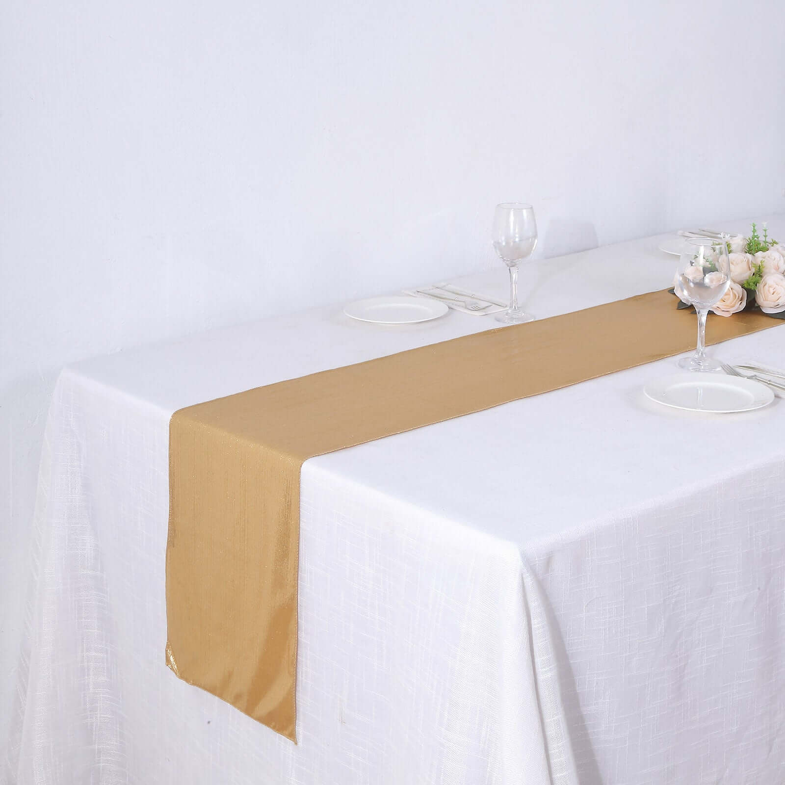 Polyester 12"x108" Table Runner Gold Shimmer Sequin Dots - Wrinkle-Free Finish for Upscale Occasions