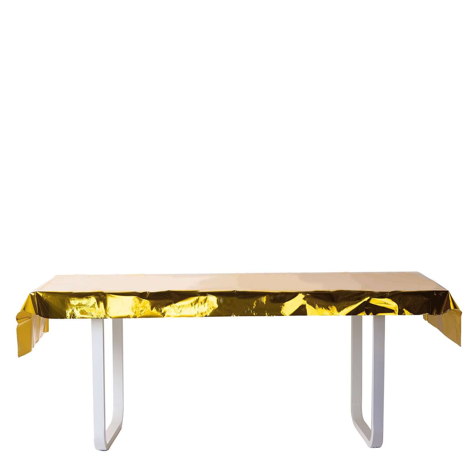 40"x90" Gold Metallic Foil Rectangle Tablecloth, Disposable Table Cover