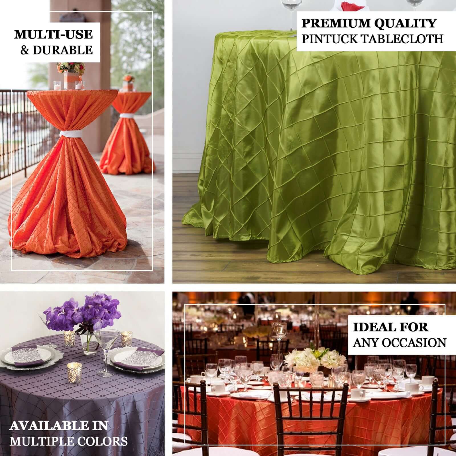 Taffeta 120" Round Tablecloth Gold - Pintuck Style with Seamless Design for Upscale Occasions