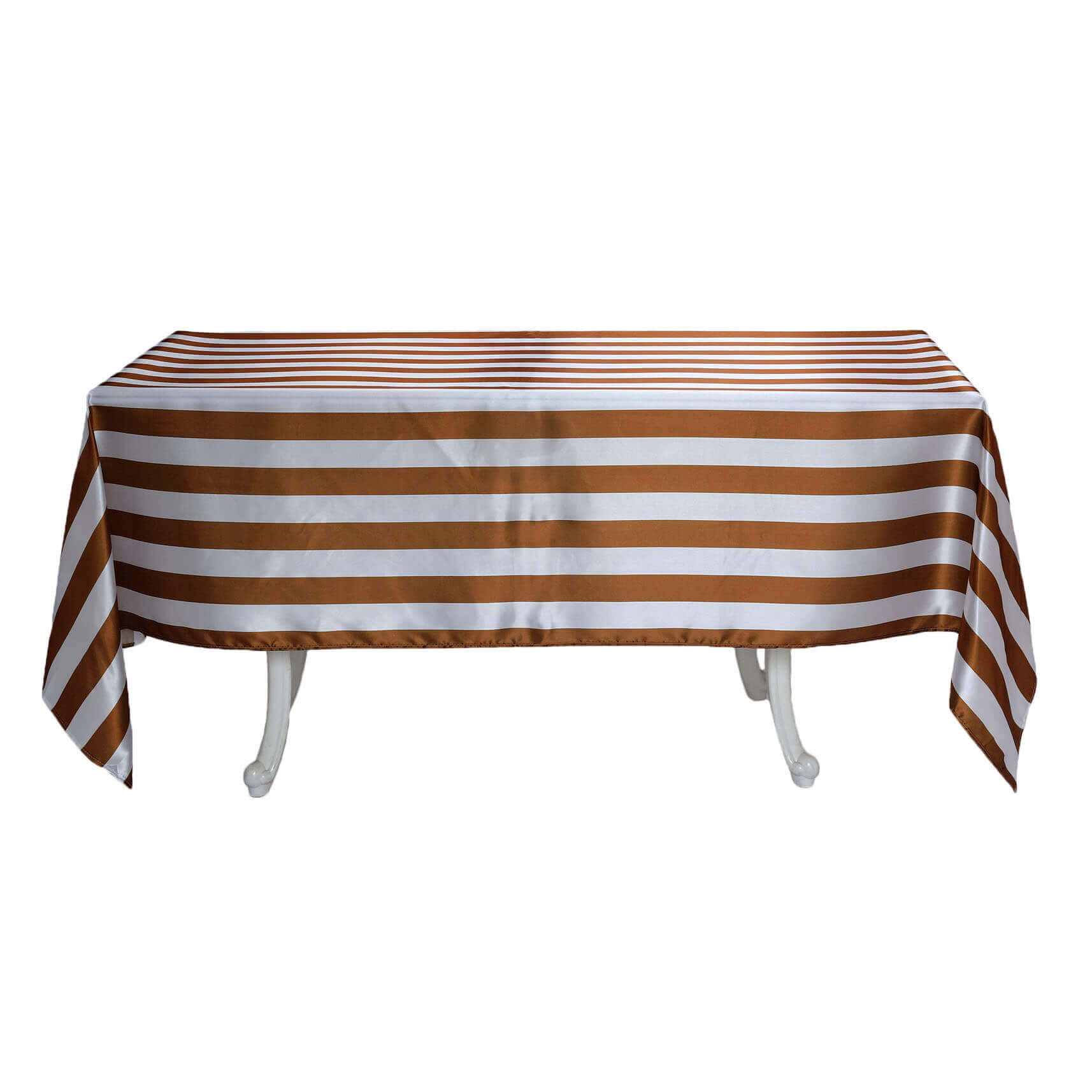 Satin 60"x102" Rectangle Tablecloth Gold/White - Stripe Design with Stylish Smooth Finish Table Cover
