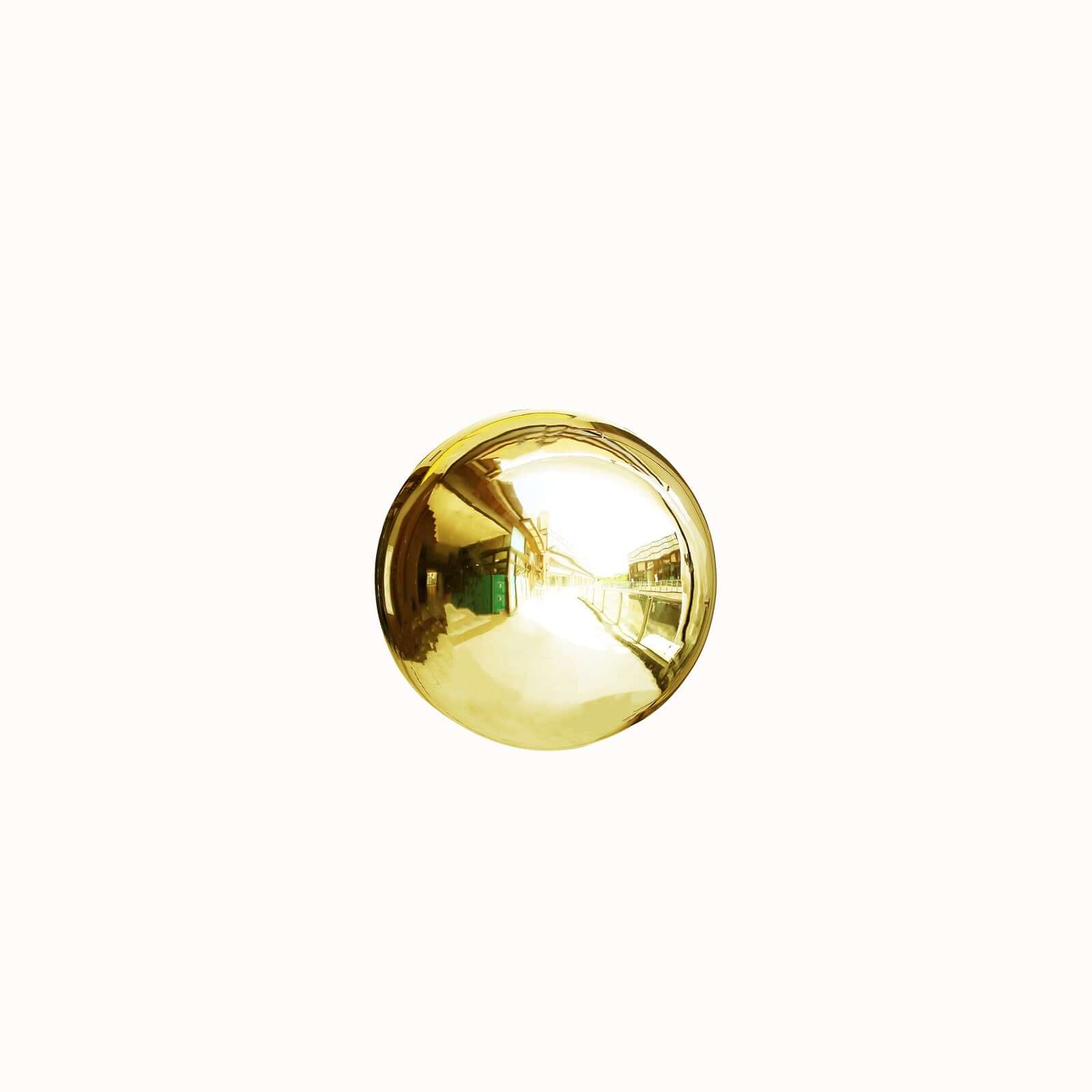 Gazing Globe Mirror Ball Reflective Hollow Stainless Steel Gold Sphere - Decorative Garden Display Piece 16"