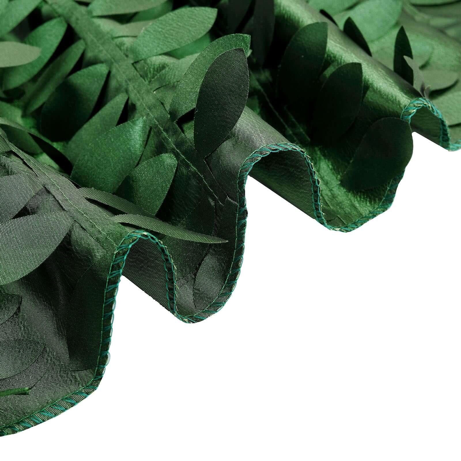 Taffeta 120" Round Tablecloth Green Leaf | 3D Leaf Petal Design Seamless Table Cover