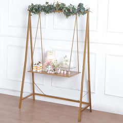Metal Floor Swing Cake Stand Gold - Exquisite Hanging Dessert Display Serving Station for Upscale Parties & Weddings 6ft Tall