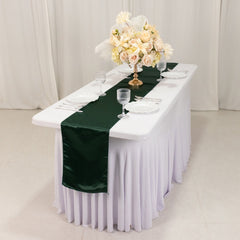 Lamour Satin 12"x108" Table Runner Hunter Emerald Green - Smooth & Lustrous Finish