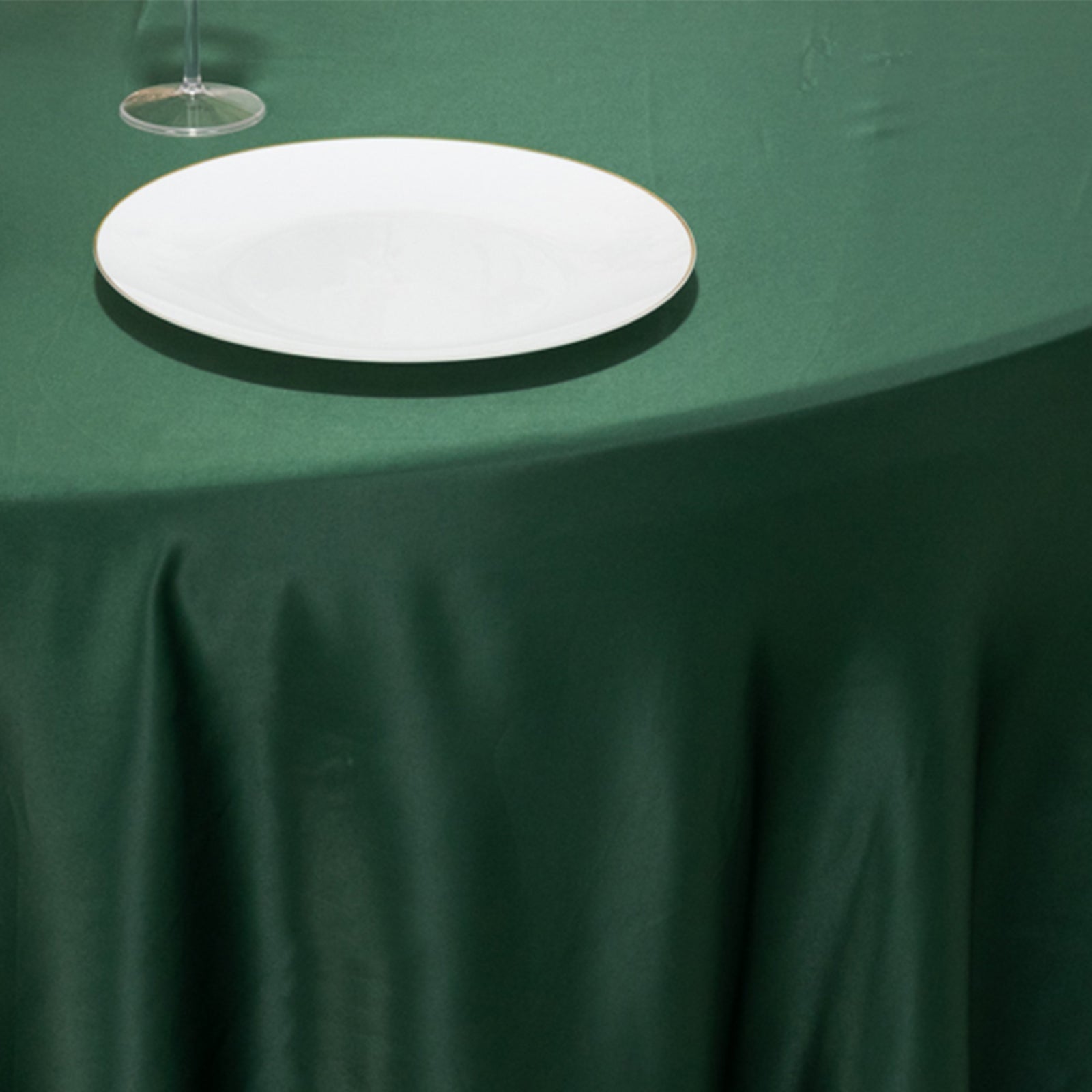 Lamour Satin 120" Round Tablecloth Hunter Emerald - Seamless Table Cover with Soft Tempered Sheen