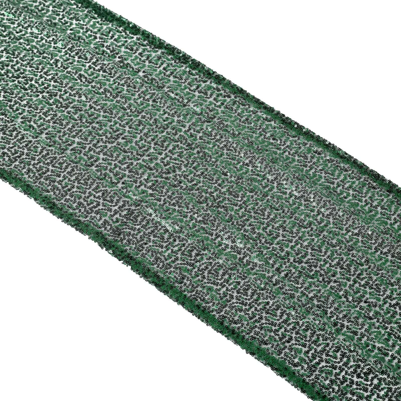Sequin 12"x108" Table Runner Hunter Emerald Green - Glittering Design