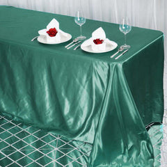 Satin Rectangular 90"x132" Tablecloth Hunter Emerald Green Satin - Seamless Table Cover