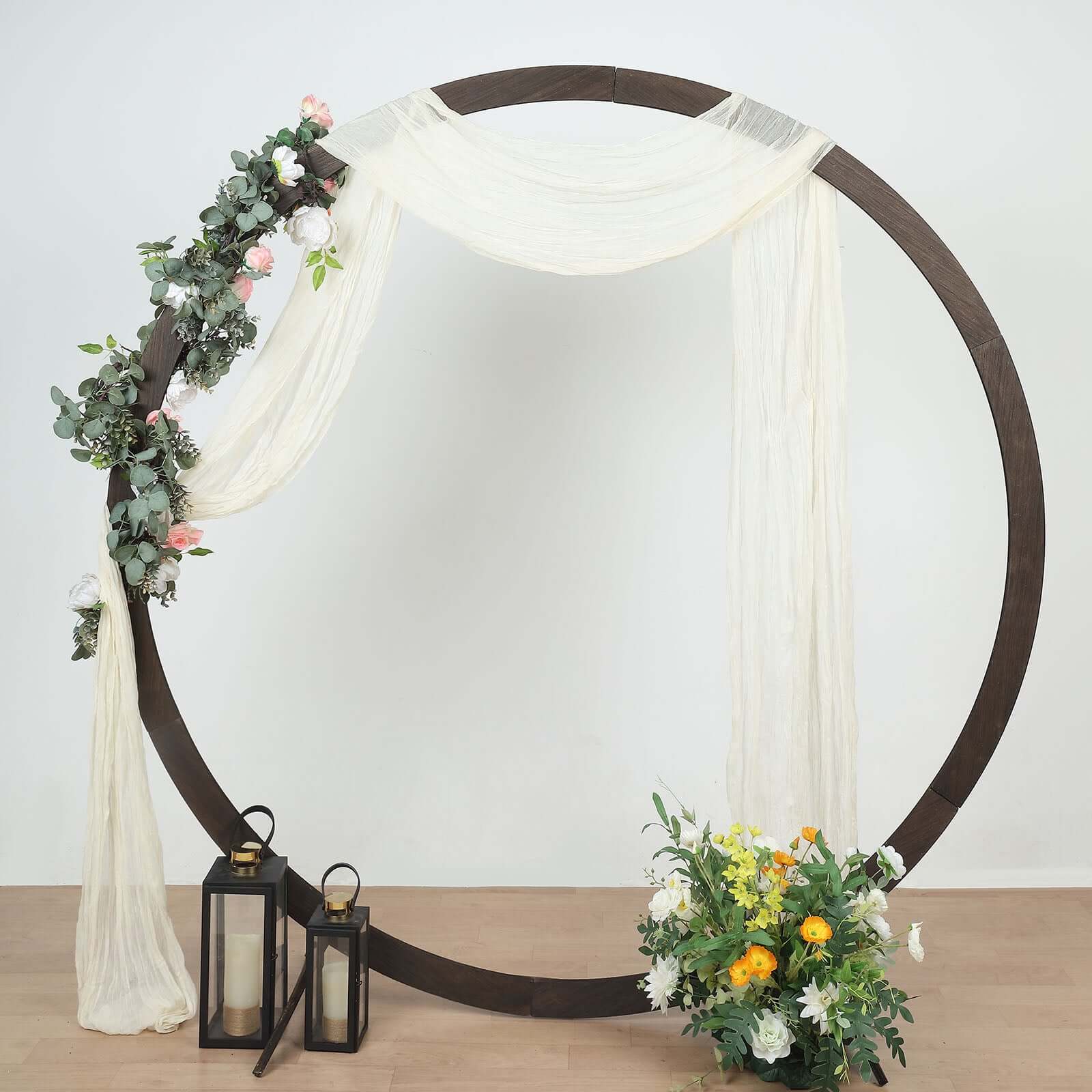 20ft Ivory Gauze Cheesecloth Fabric Wedding Arch Drapery, Window Scarf Valance, Boho Decor Arbor Curtain Panel