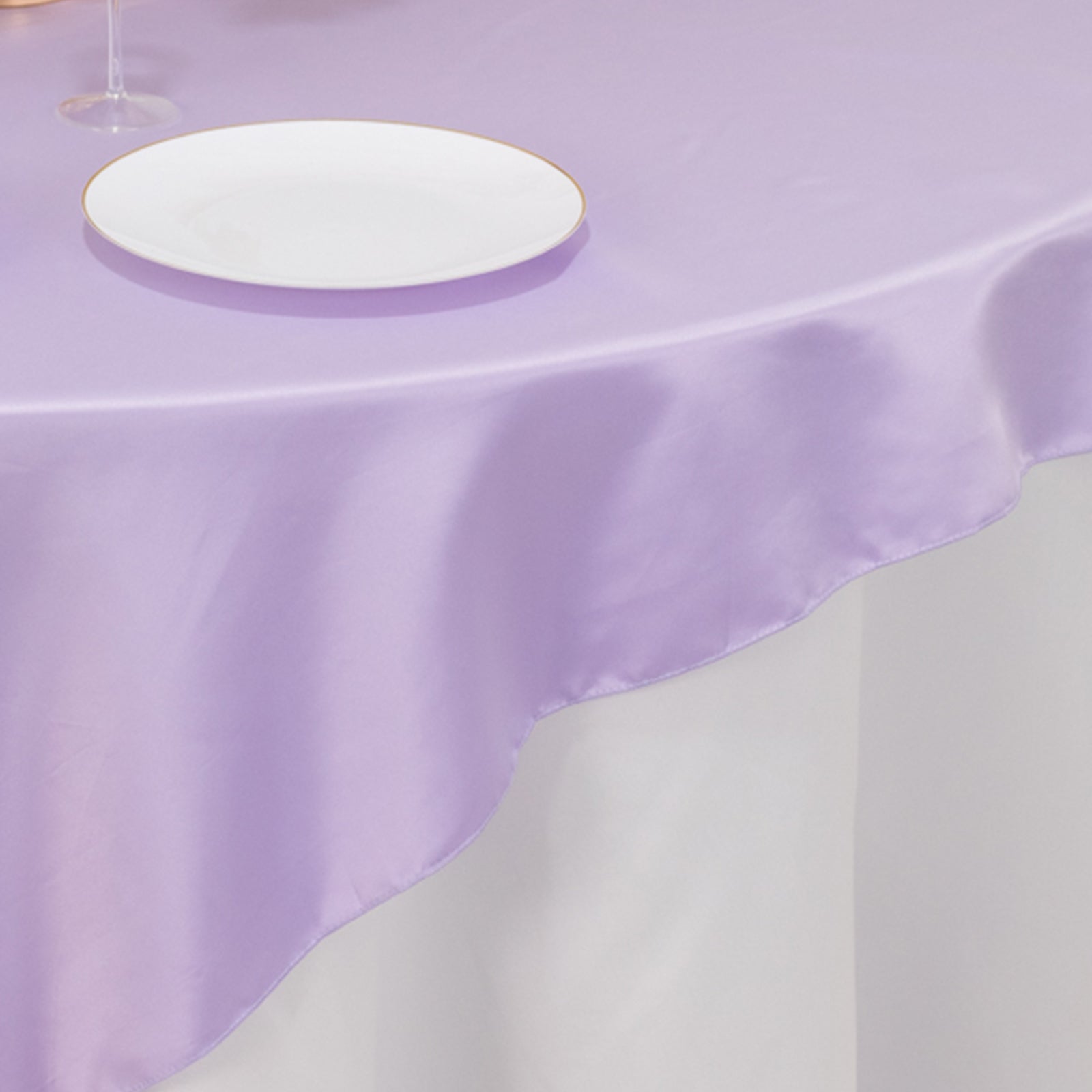 Lamour Satin 72"x72" Table Overlay Square Tablecloth Lavender Lilac - Smooth Finish Table Topper