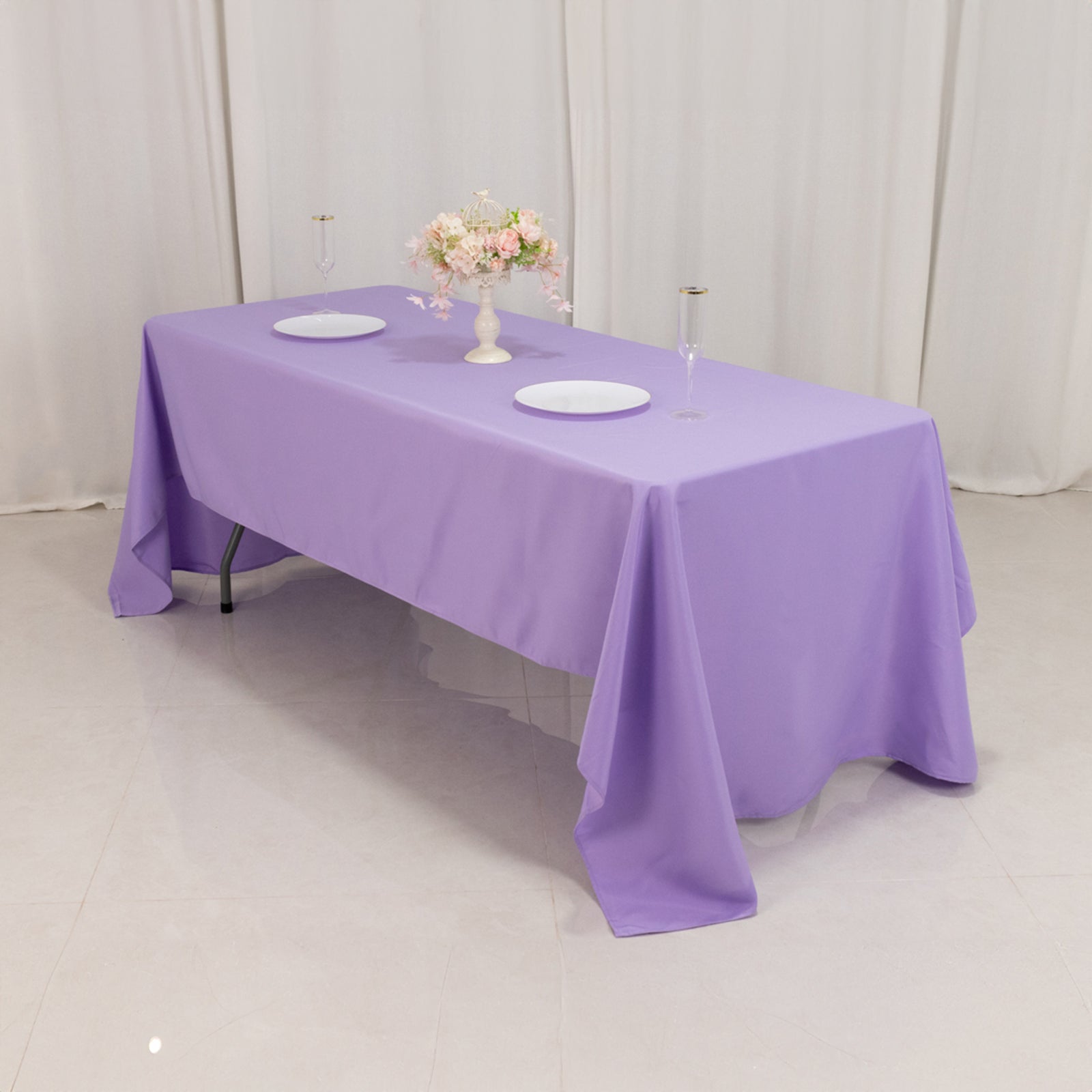 Premium Polyester 60"x126" Rectangle Tablecloth Lavender Lilac - Stain-Resistant 220GSM Finish Table Cover