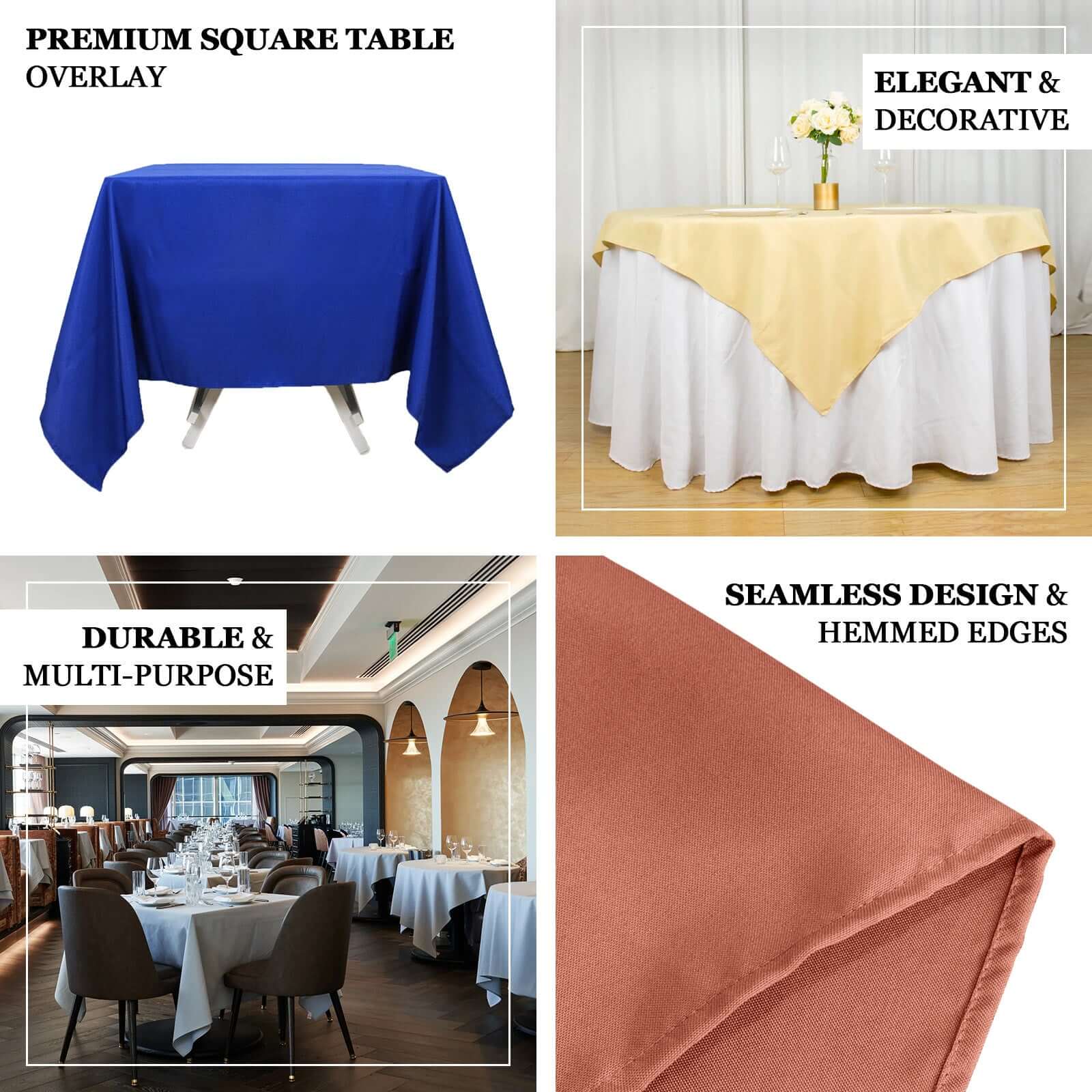 Premium Polyester 54"x54" Table Overlay Square Tablecloth Lavender Lilac - Stain and Wrinkle-Resistant 220GSM Table Topper