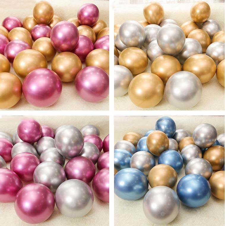 25 Pack 12" Metallic Chrome Gold Latex Helium or Air Party Balloons