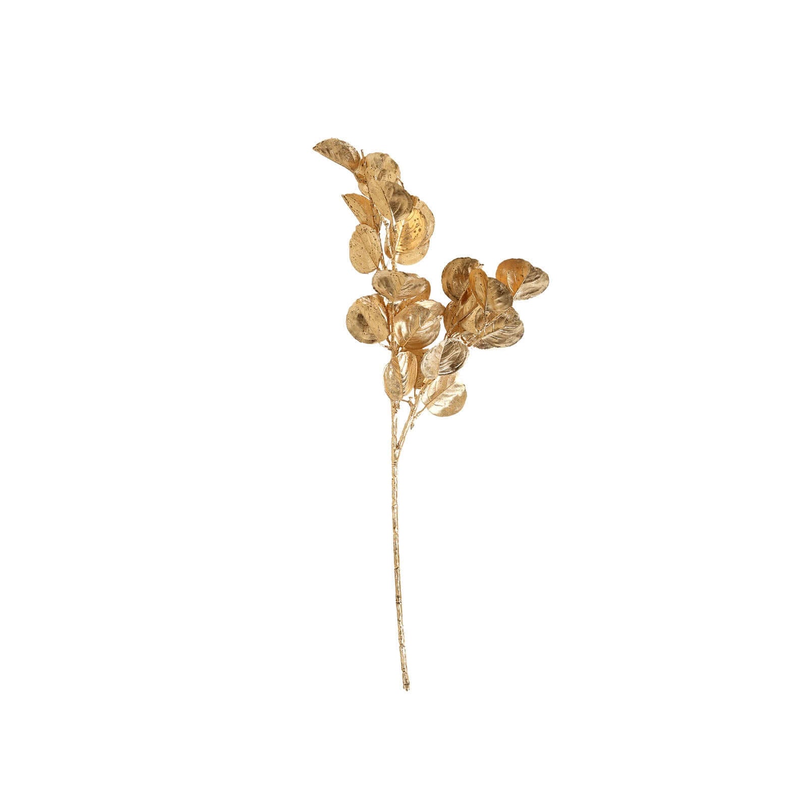 2-Pack Artificial Round Eucalyptus Leaf Branches Metallic Gold - Lifelike Faux Stems for Modern Centerpieces & Floral Arrangements 27"