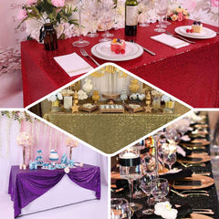 Sequin 60"x126" Rectangle Tablecloth Silver - Glittering Finish Table Cover