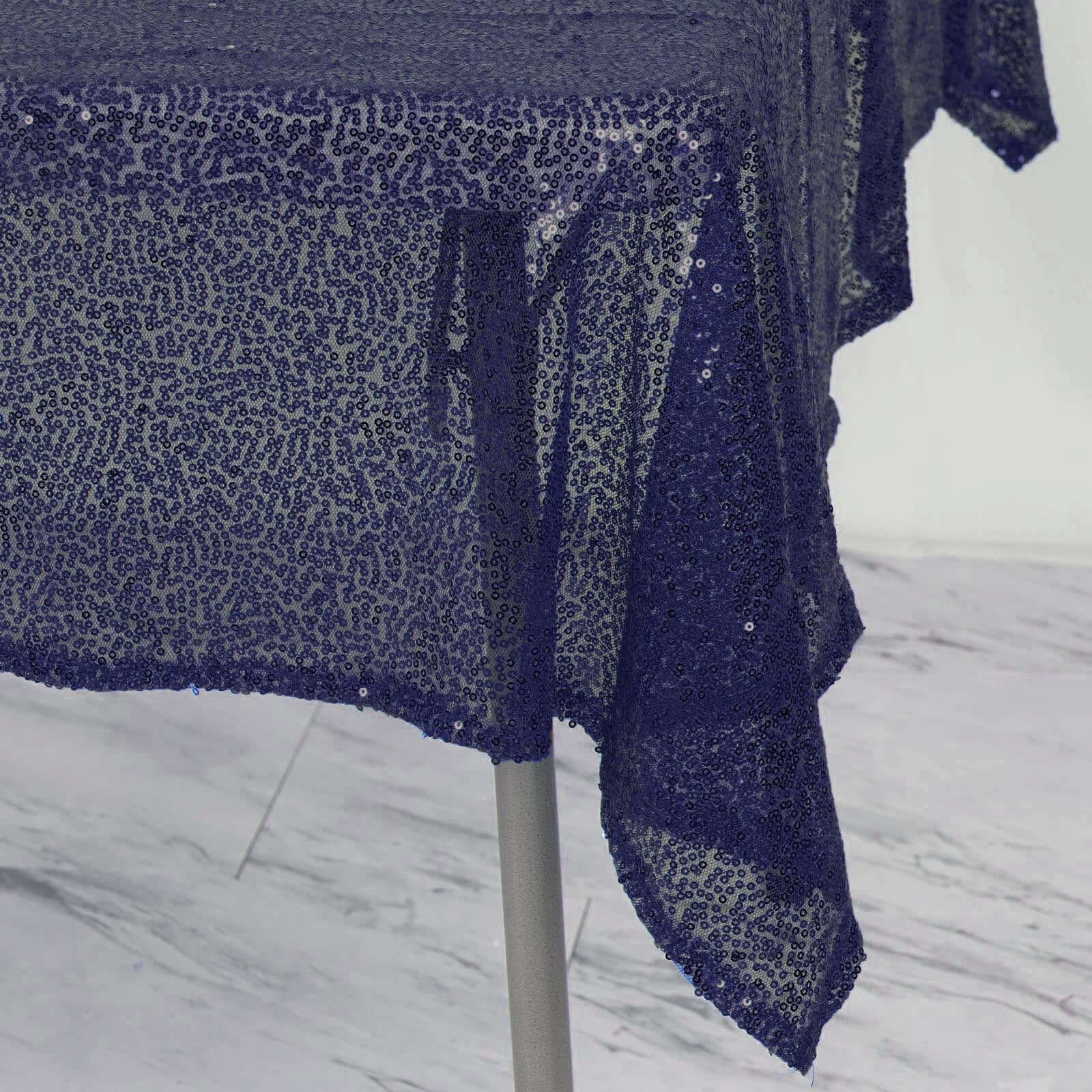 54"x54" Navy Blue Sequin Square Tablecloth