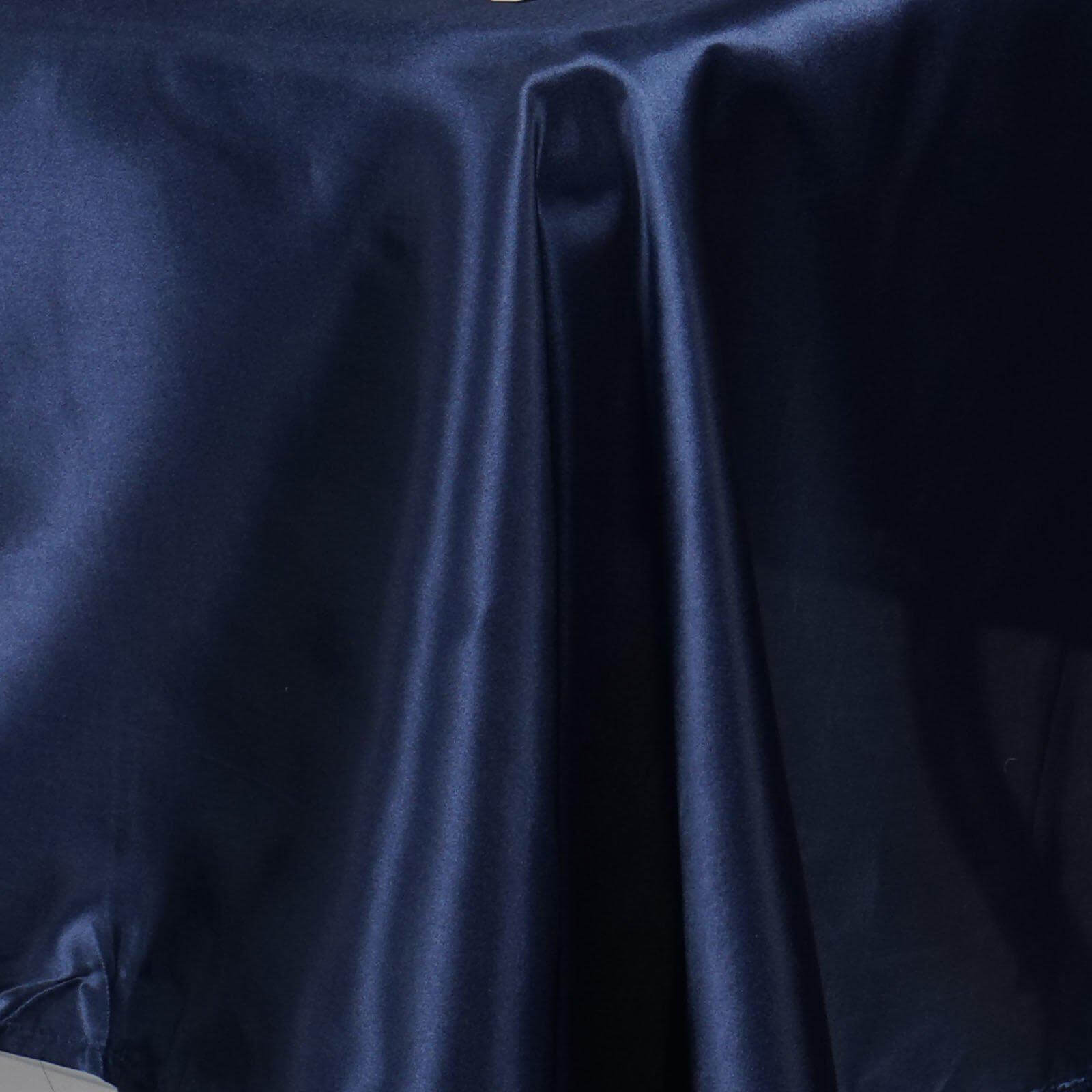 Satin Rectangular 60"x126" Tablecloth Navy Blue - Smooth and Lustrous Table Cover