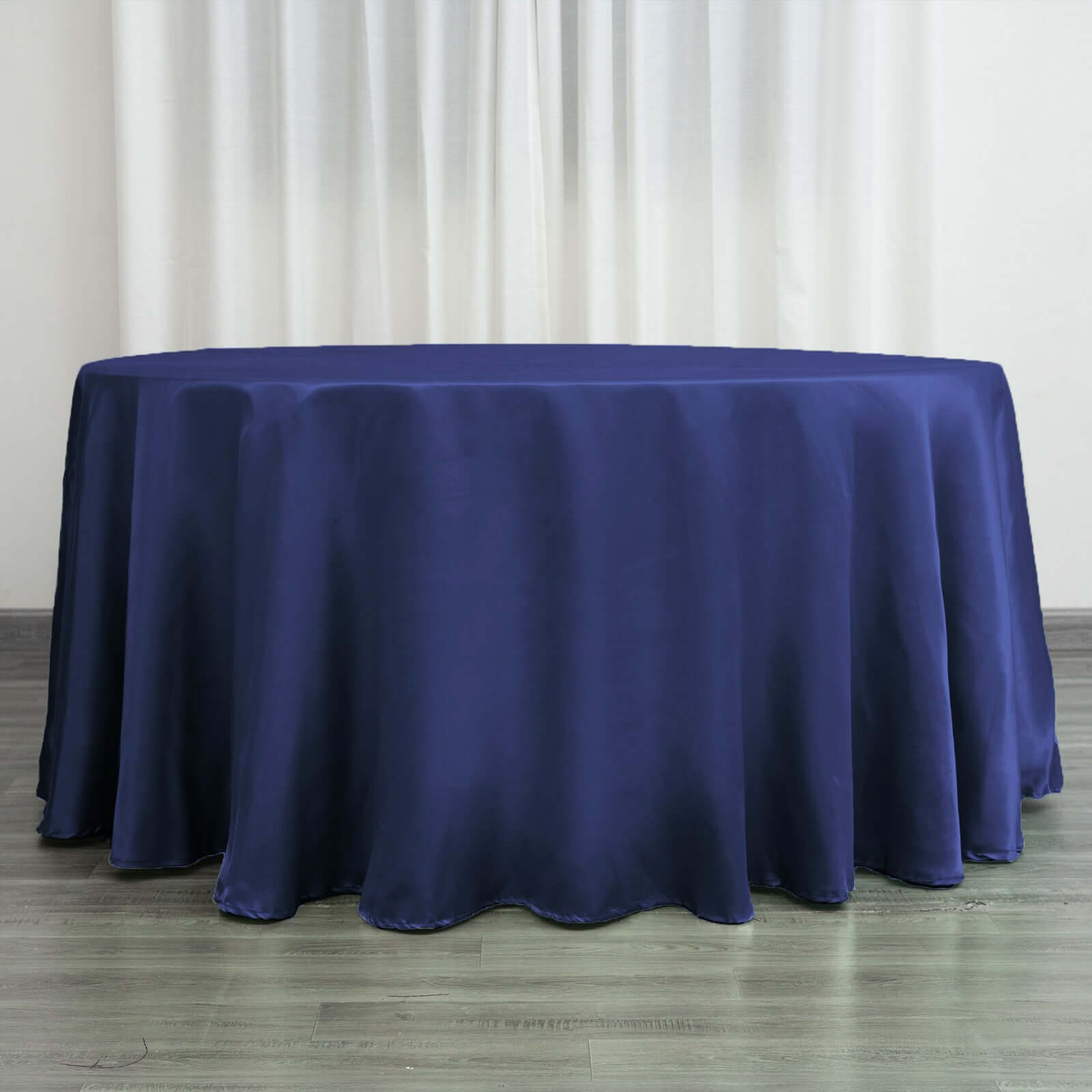 Satin 120" Round Tablecloth Navy Blue - Stylish Seamless Table Cover