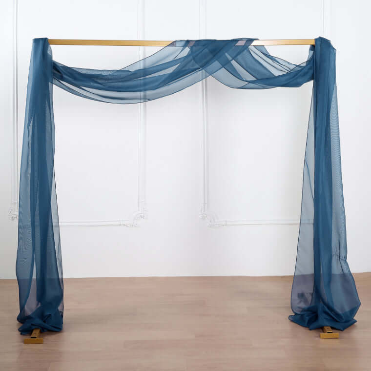 18ft Navy Blue Sheer Organza Wedding Arch Drapery Fabric, Window Scarf Valance