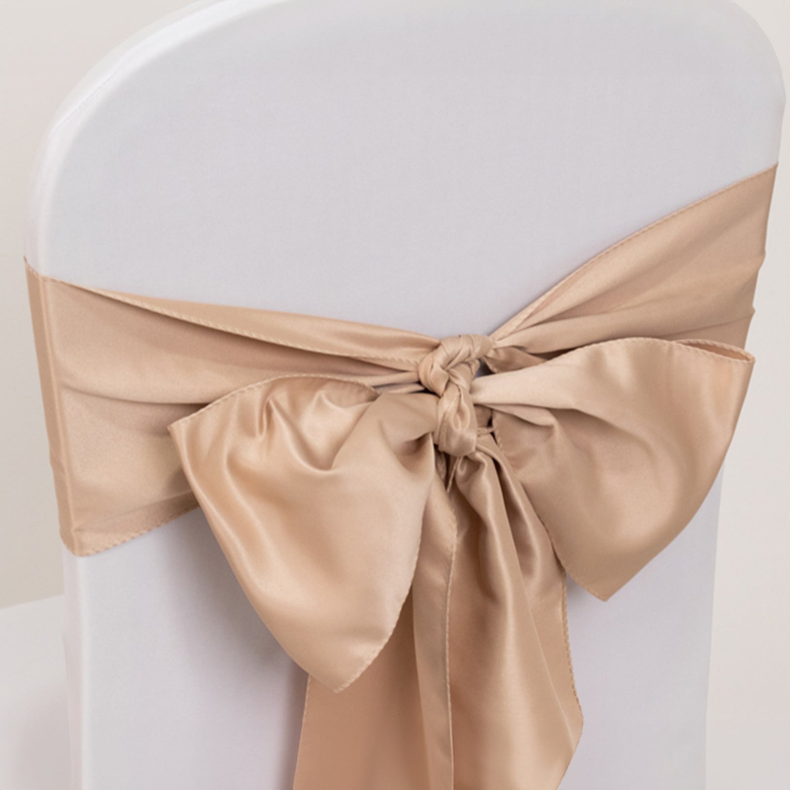 5 Pack Lamour Satin 6"x106" Chair Sashes Nude - Stylish Reusable Decorative Bows
