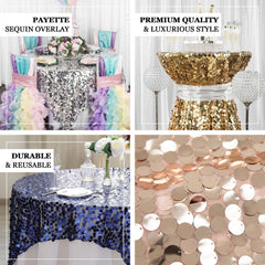 72"x72" Pink Big Payette Sequin Square Table Overlay