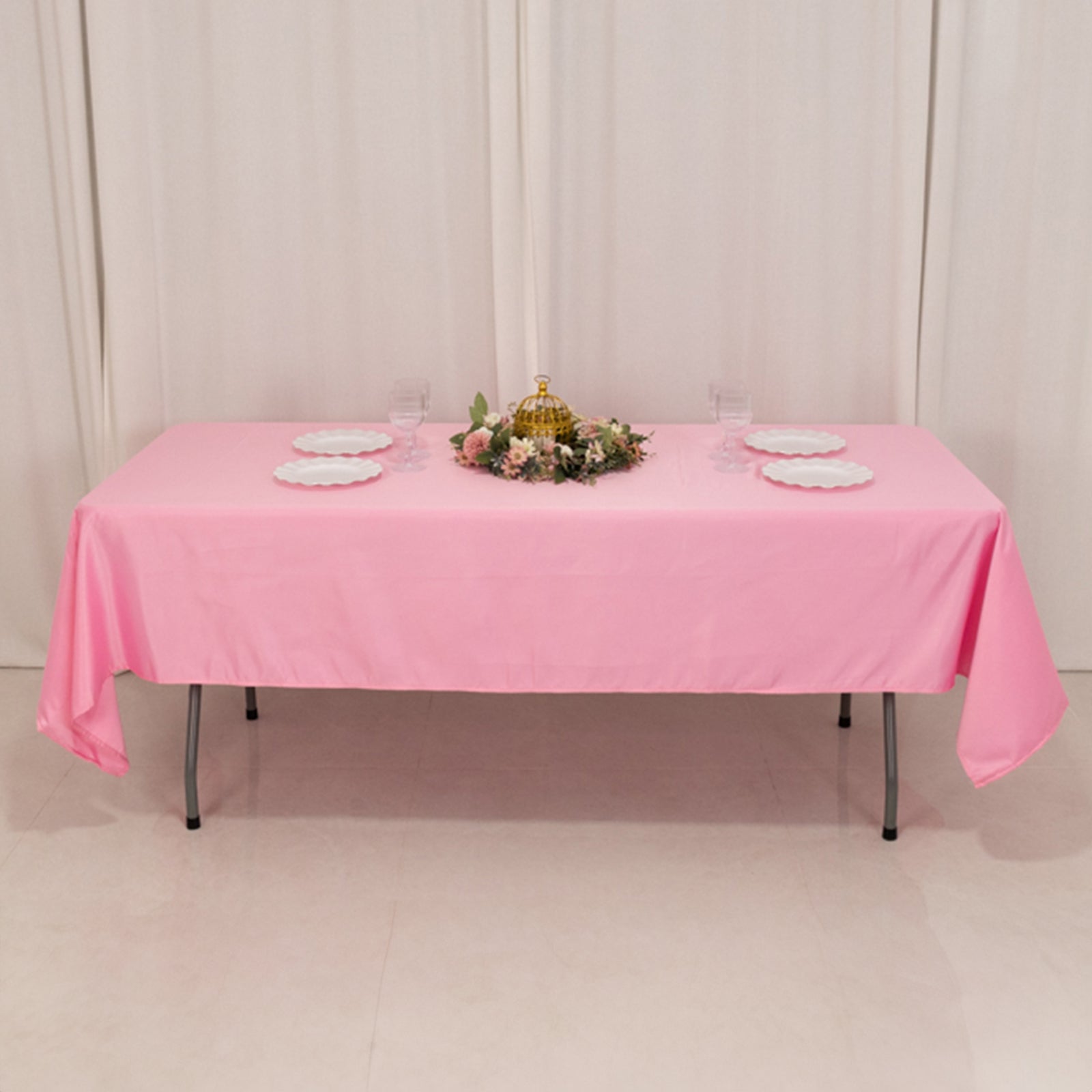 Lamour Satin 60"x102" Rectangle Tablecloth Pink - Durable & Silky Soft Feel Table Cover