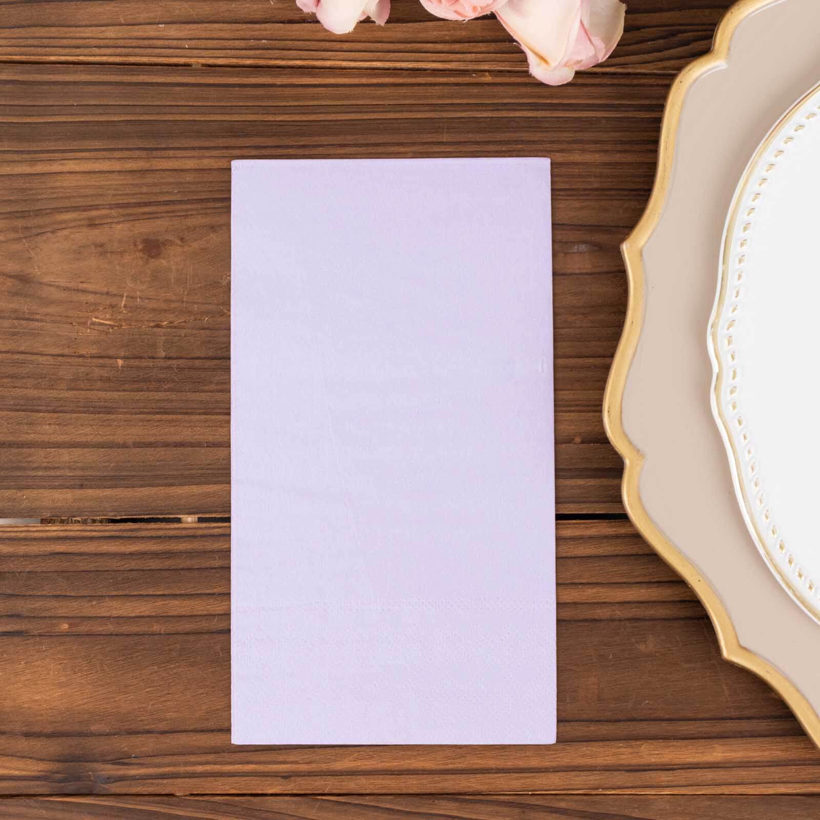 50-Pack Paper Napkins Soft Lavender Lilac - Disposable 2-Ply Cocktail and Beverage Napkins for Weddings