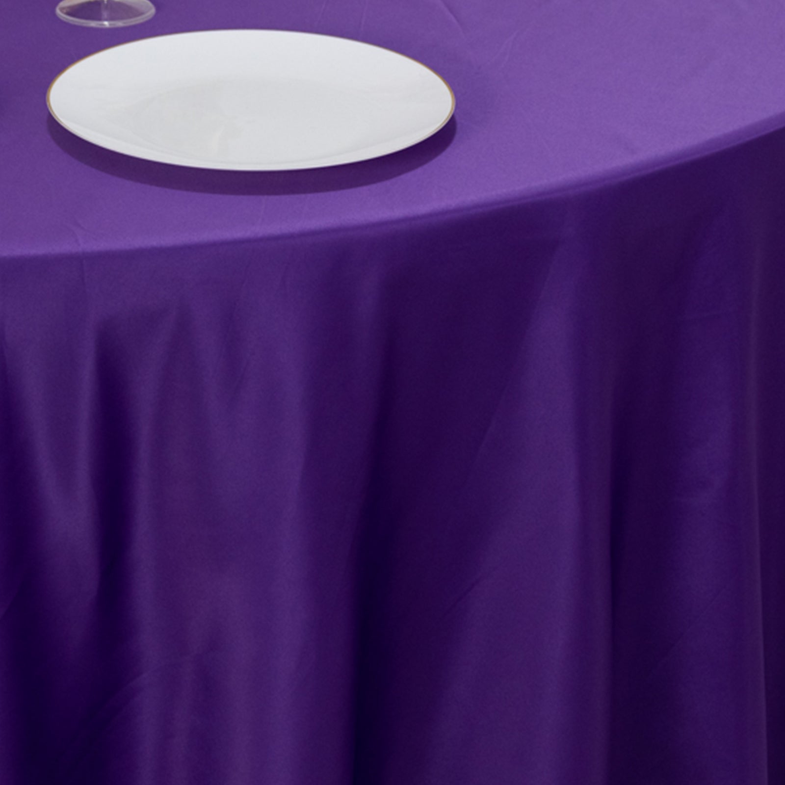 Lamour Satin 120" Round Tablecloth Purple - Seamless Table Cover with Soft Tempered Sheen