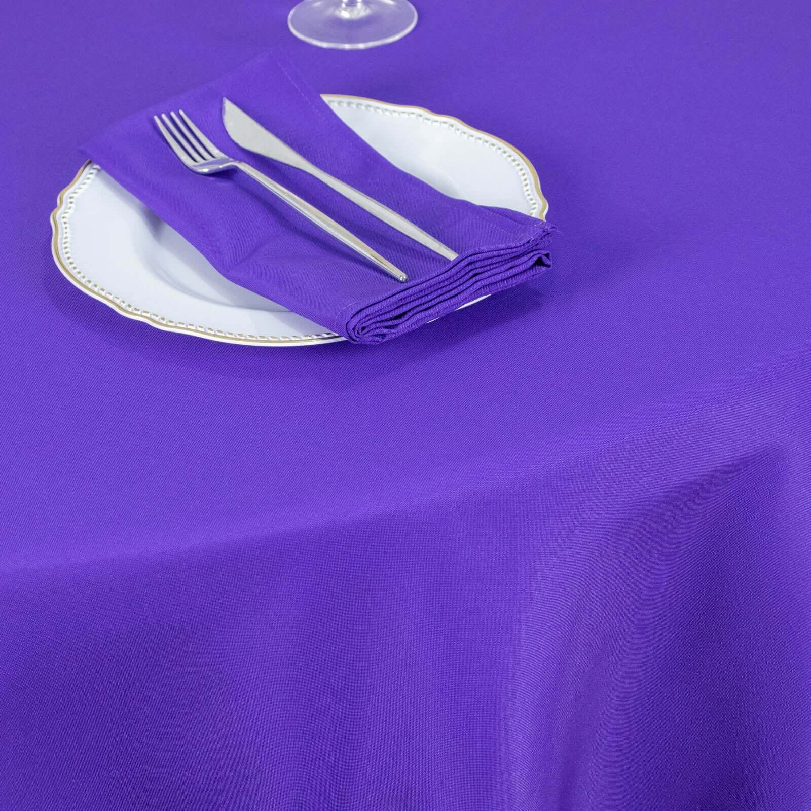 Premium Polyester 90" Round Tablecloth Purple - Stain and Wrinkle-Resistant Design with 220GSM Thickness Table Cover