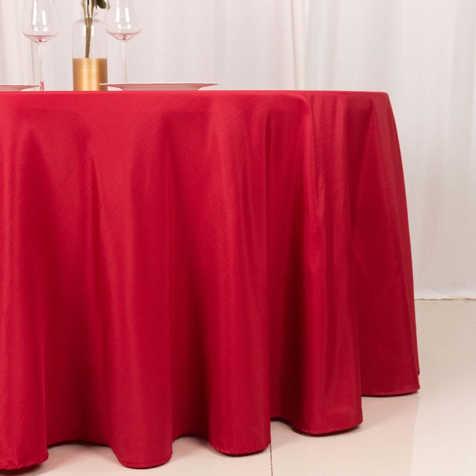 Polyester 120" Round Tablecloth Wine - Seamless Wrinkle-Resistant Table Cover