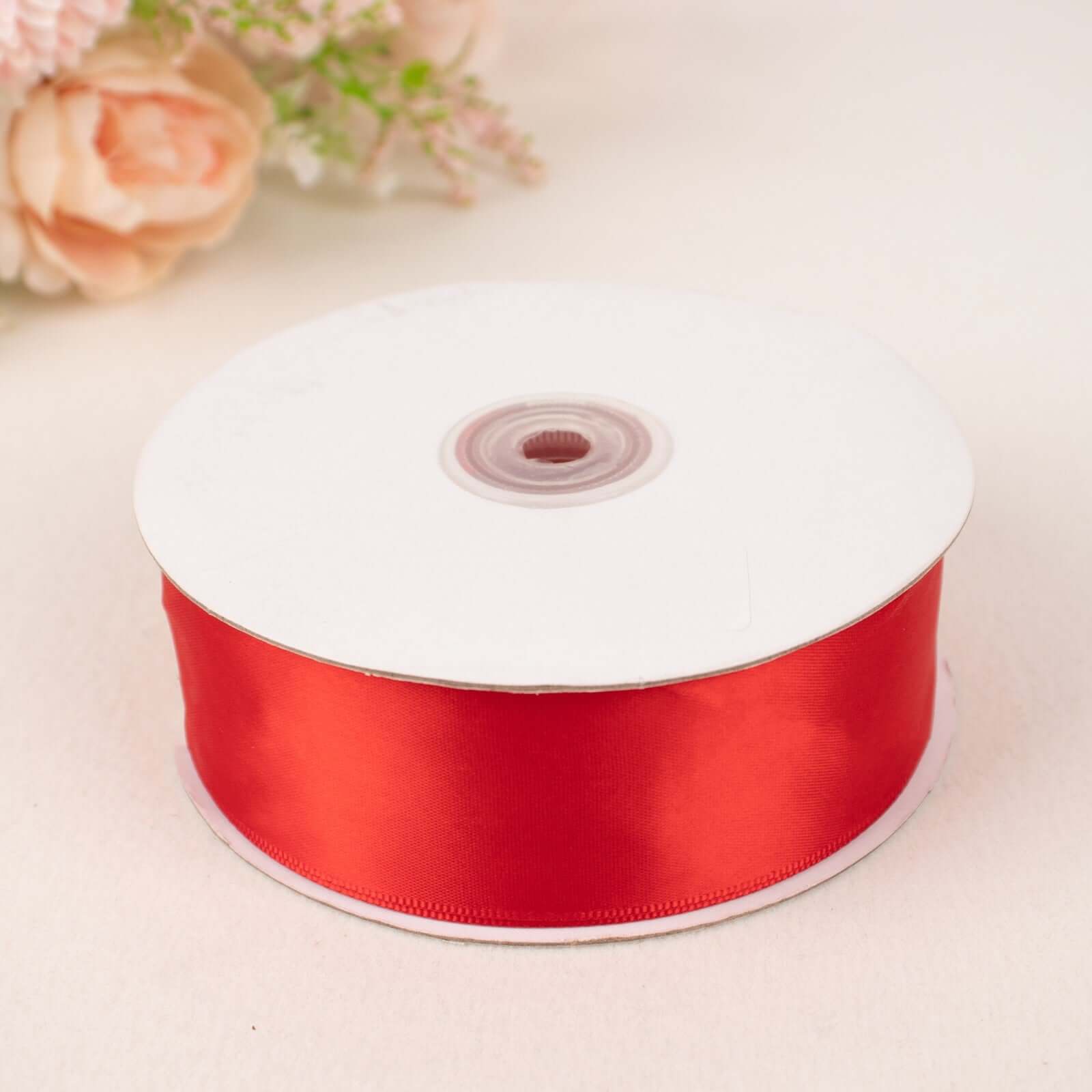 50 Yards 1.5" Red Single Face Decorative Satin Ribbon