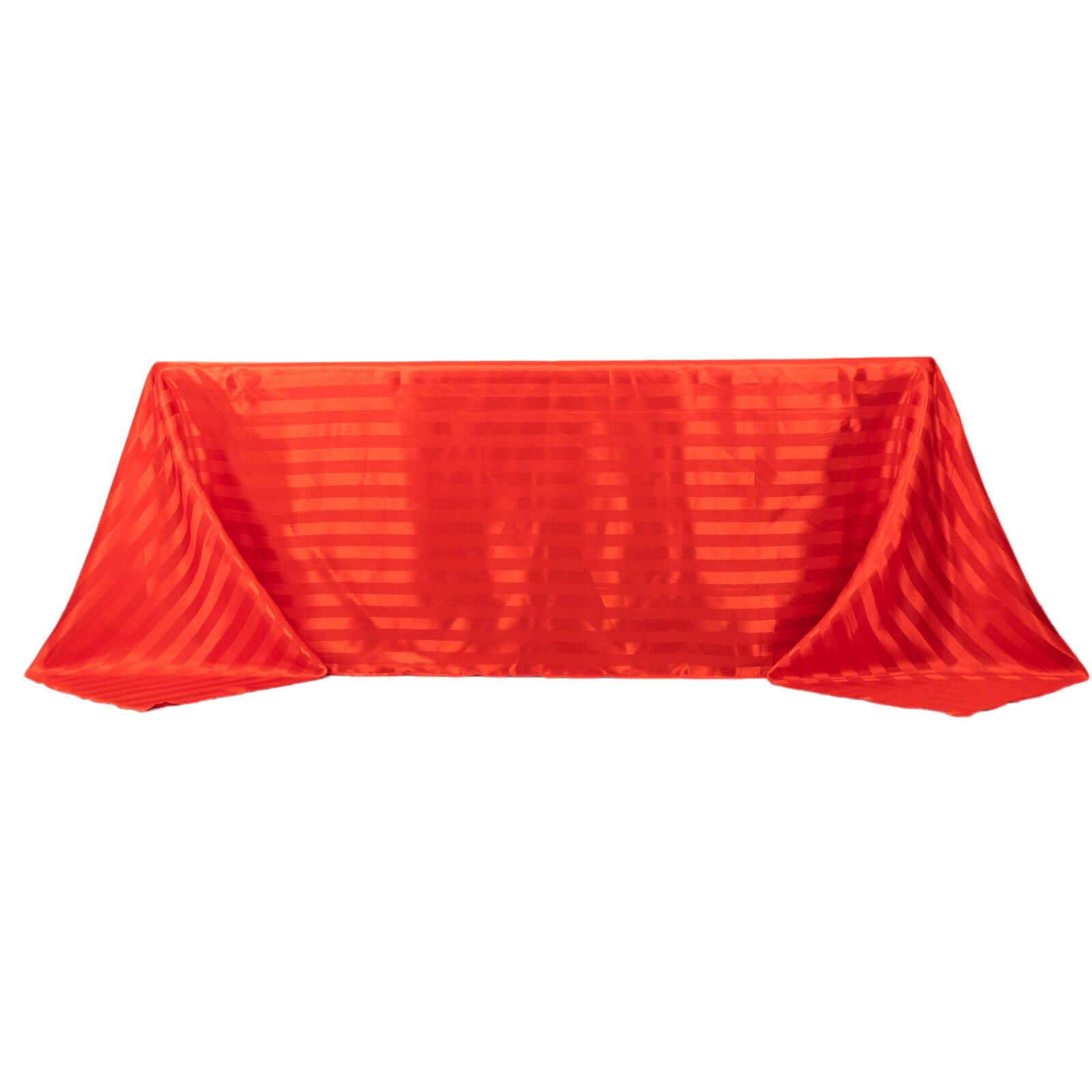 Satin Striped 90"x132" Rectangular Tablecloth Red Satin Stripe - Seamless Silky Smooth Table Cover