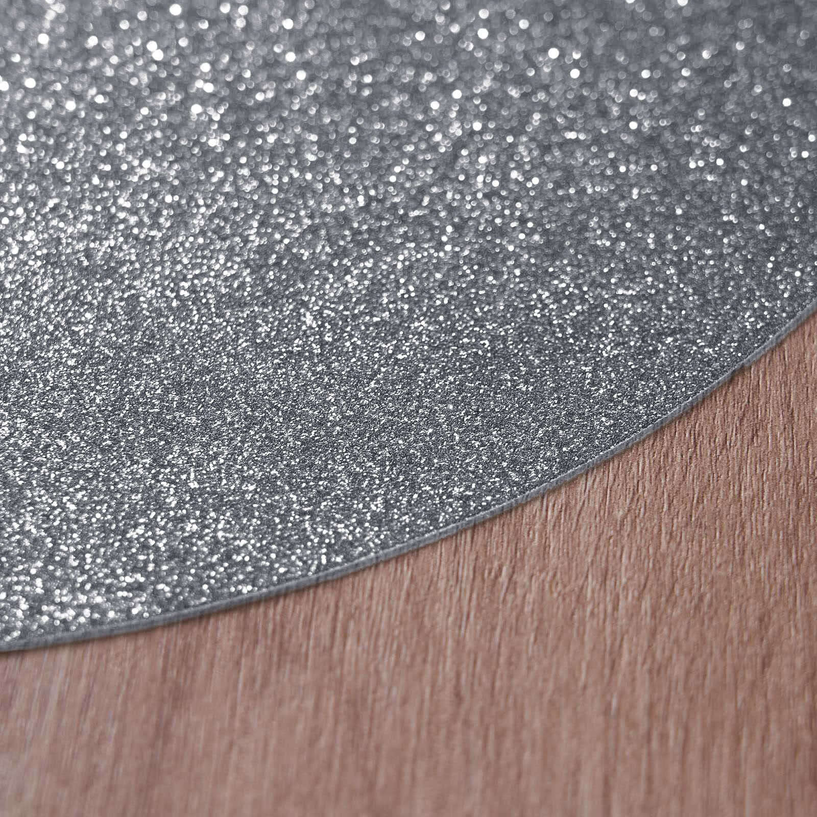 6-Pack Placemats Glitter Design Charcoal Gray Sparkle Round - Non-Slip Decorative Dining Table Mats 13"