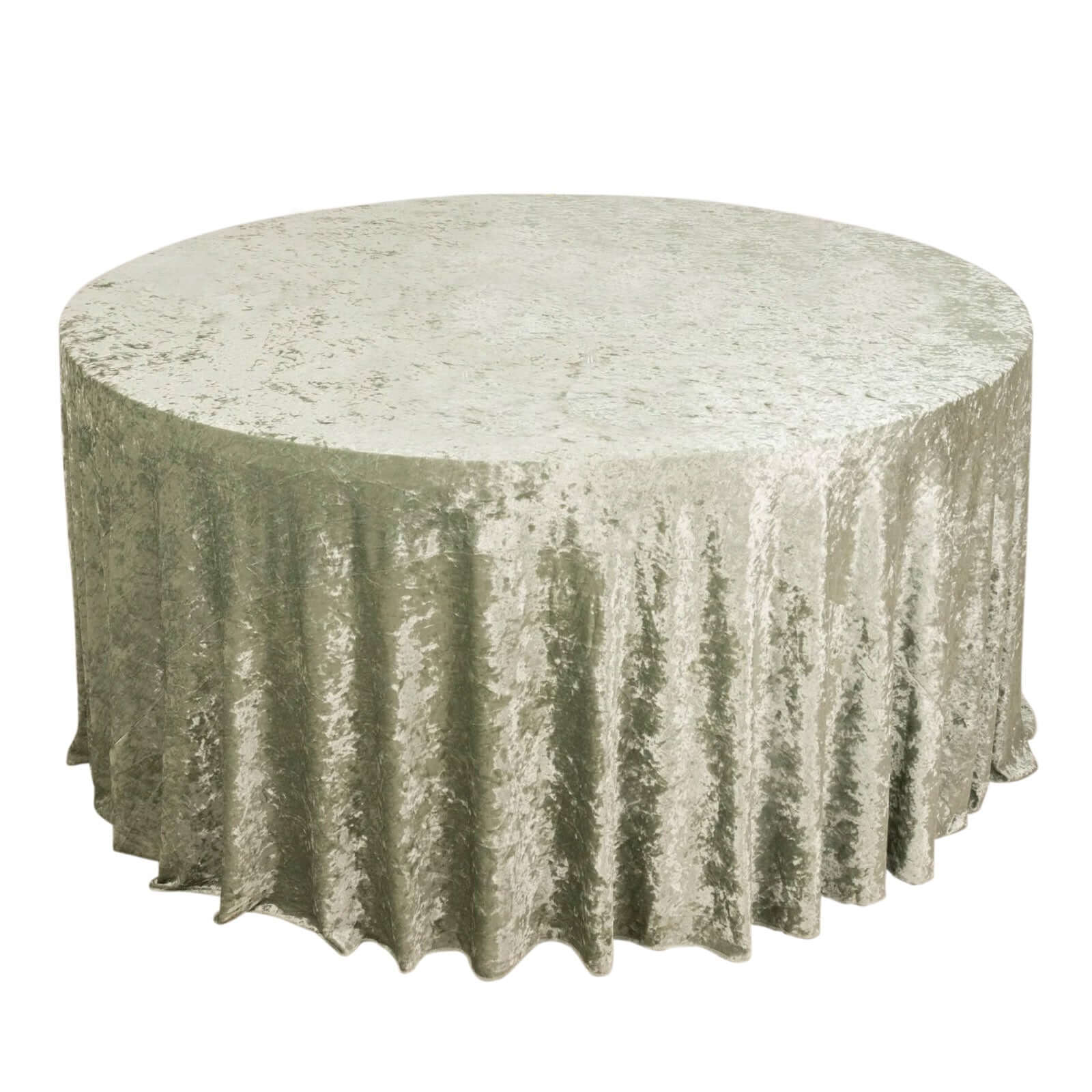 Premium Crushed Velvet 120" Round Tablecloth Sage Green - Reusable Soft & Stylish Seamless Table Cover