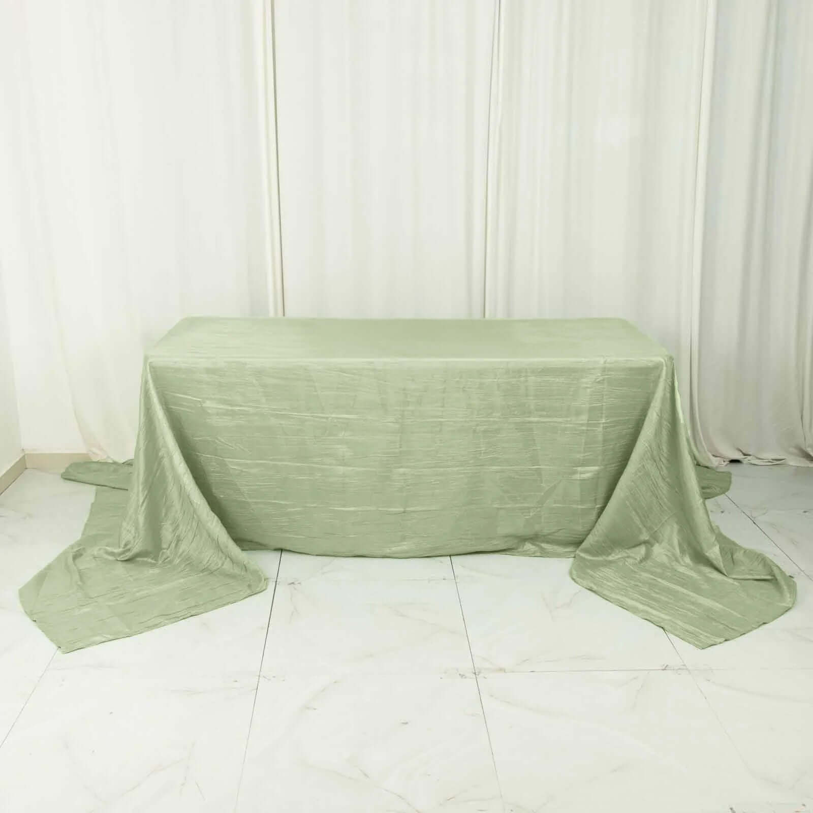 Taffeta 90"x156" Rectangle Tablecloth Sage Green - Accordion Crinkle Seamless Table Cover