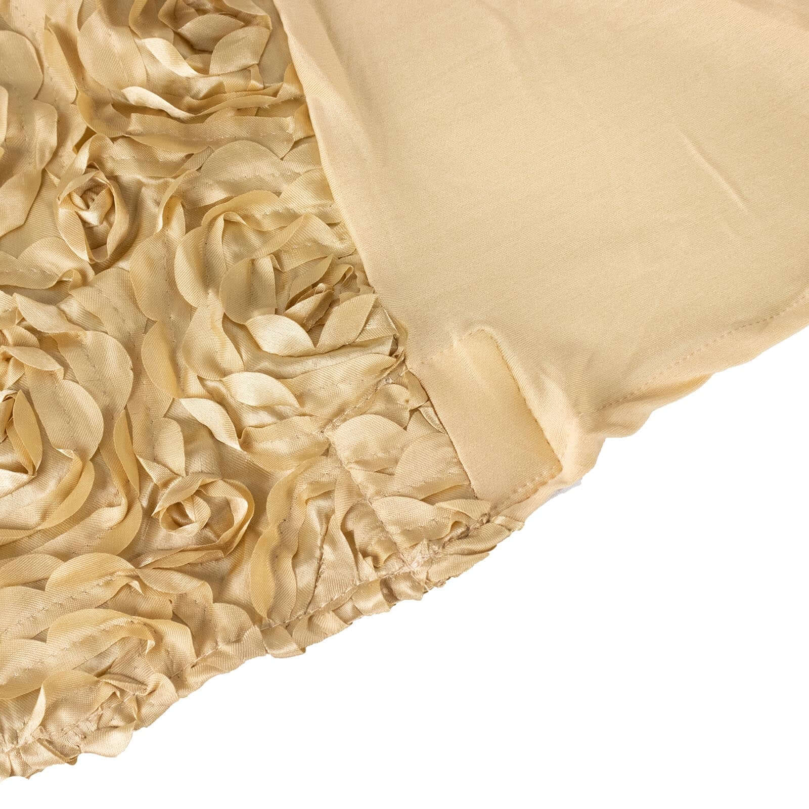 Satin Rosette Chair Cover for Banquet Chairs Champagne - Stretch Fitted Slip-On Slipcover