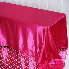 Satin Rectangular 90"x132" Tablecloth Fuchsia Satin - Seamless Table Cover