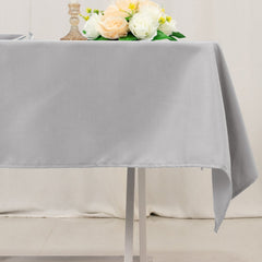 Premium Polyester 54"x54" Square Tablecloth Silver - Stain and Wrinkle-Resistant 220GSM Table Cover