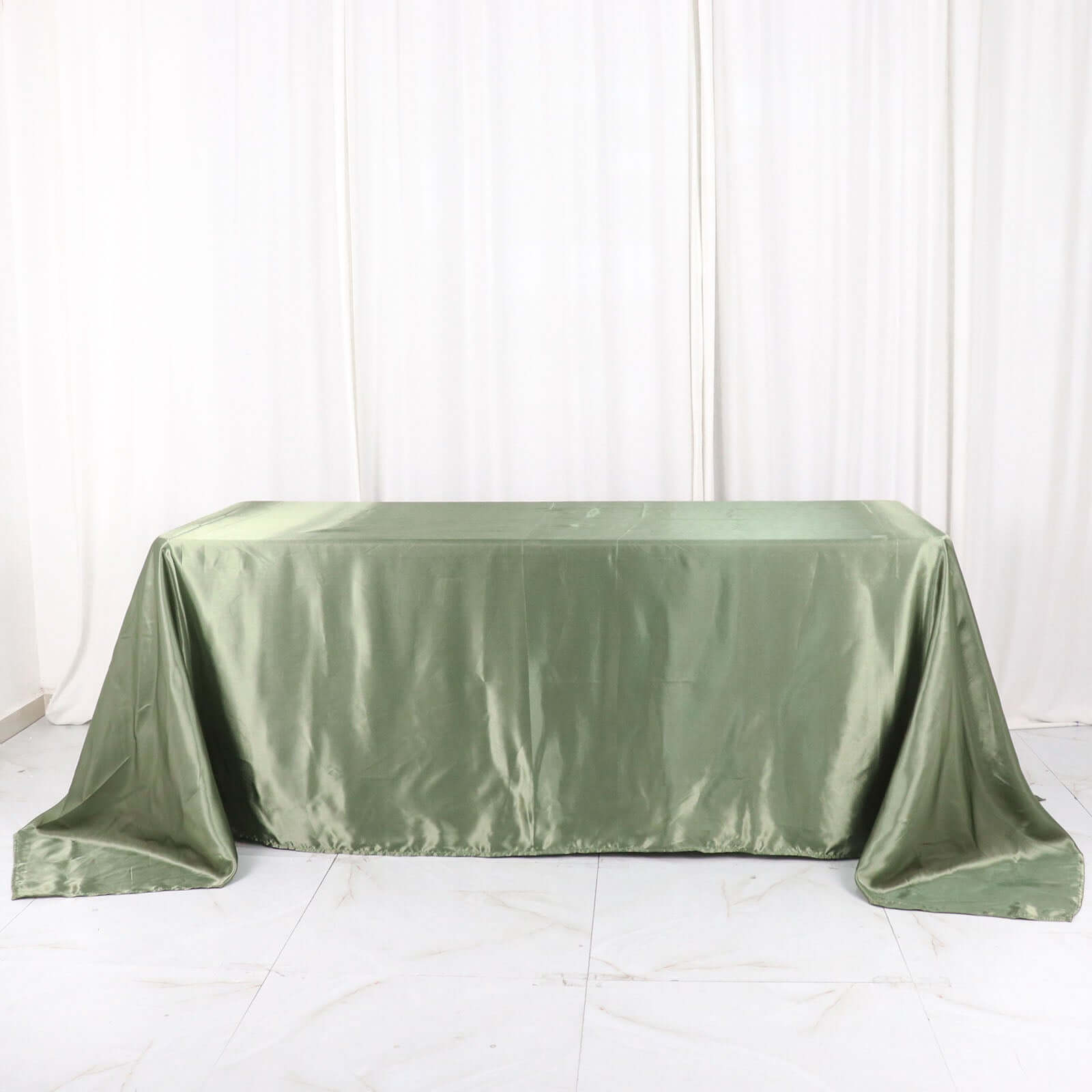 Satin Rectangular 90"x132" Tablecloth Dusty Sage Green Satin - Seamless Table Cover