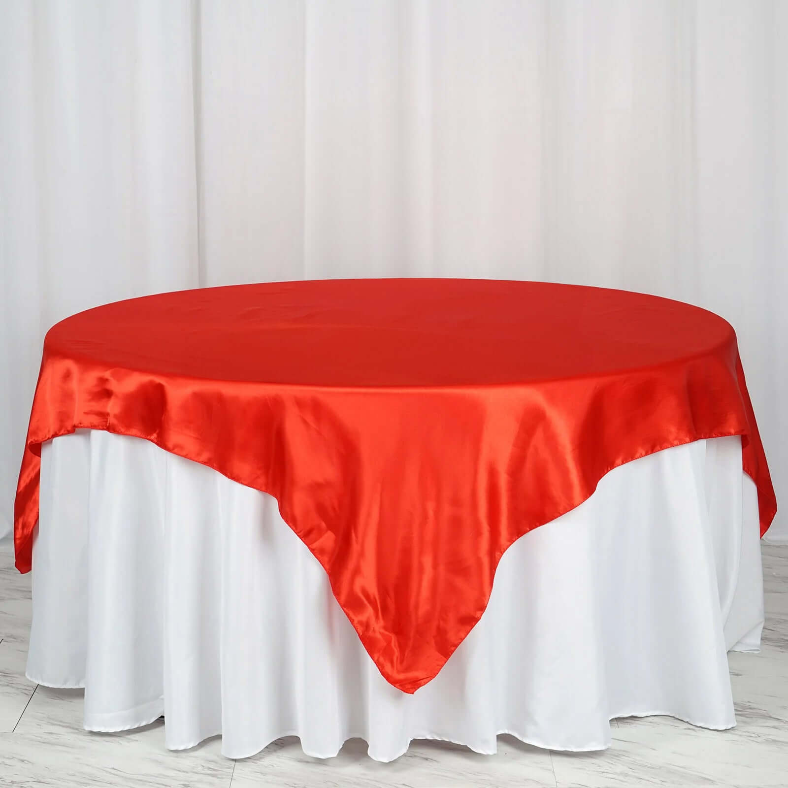 Satin 72"x72" Table Overlay Square Tablecloth Red - Smooth Finish Table Cover