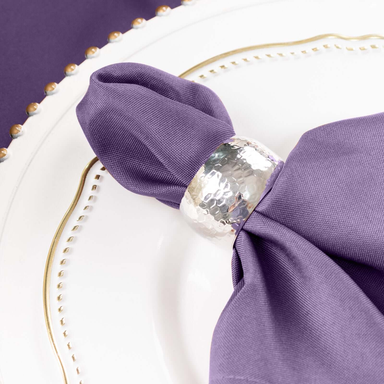 5 Pack Polyester 17"x17" Napkins Violet Amethyst - Durable & Wrinkle Resistant Dinner Napkins