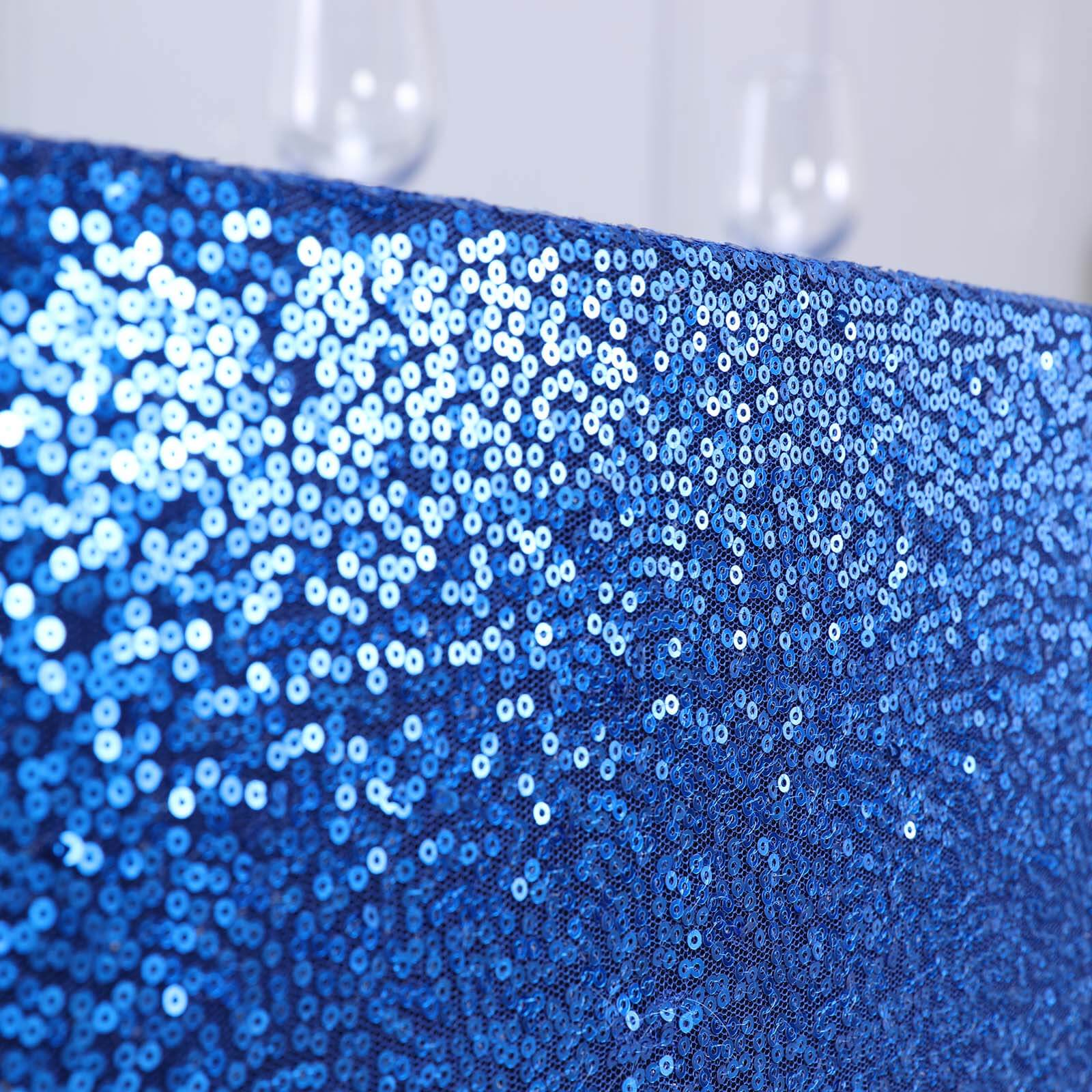 Sequin 90"x156" Rectangle Tablecloth Royal Blue - Seamless Twinkling Table Cover