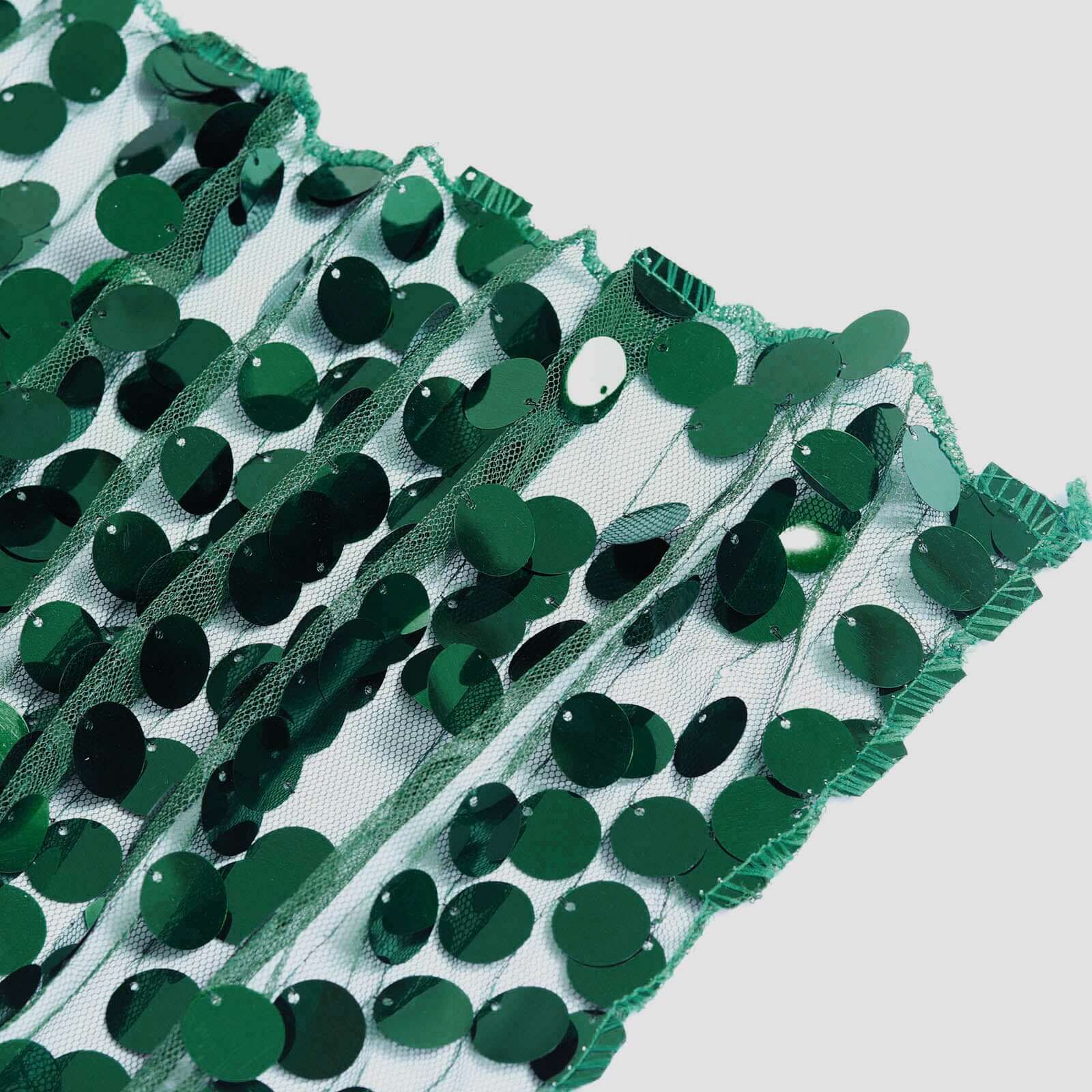 54"x4 Yards Hunter Emerald Green Big Payette Sequin Fabric Roll, Mesh Sequin DIY Craft Fabric Bolt