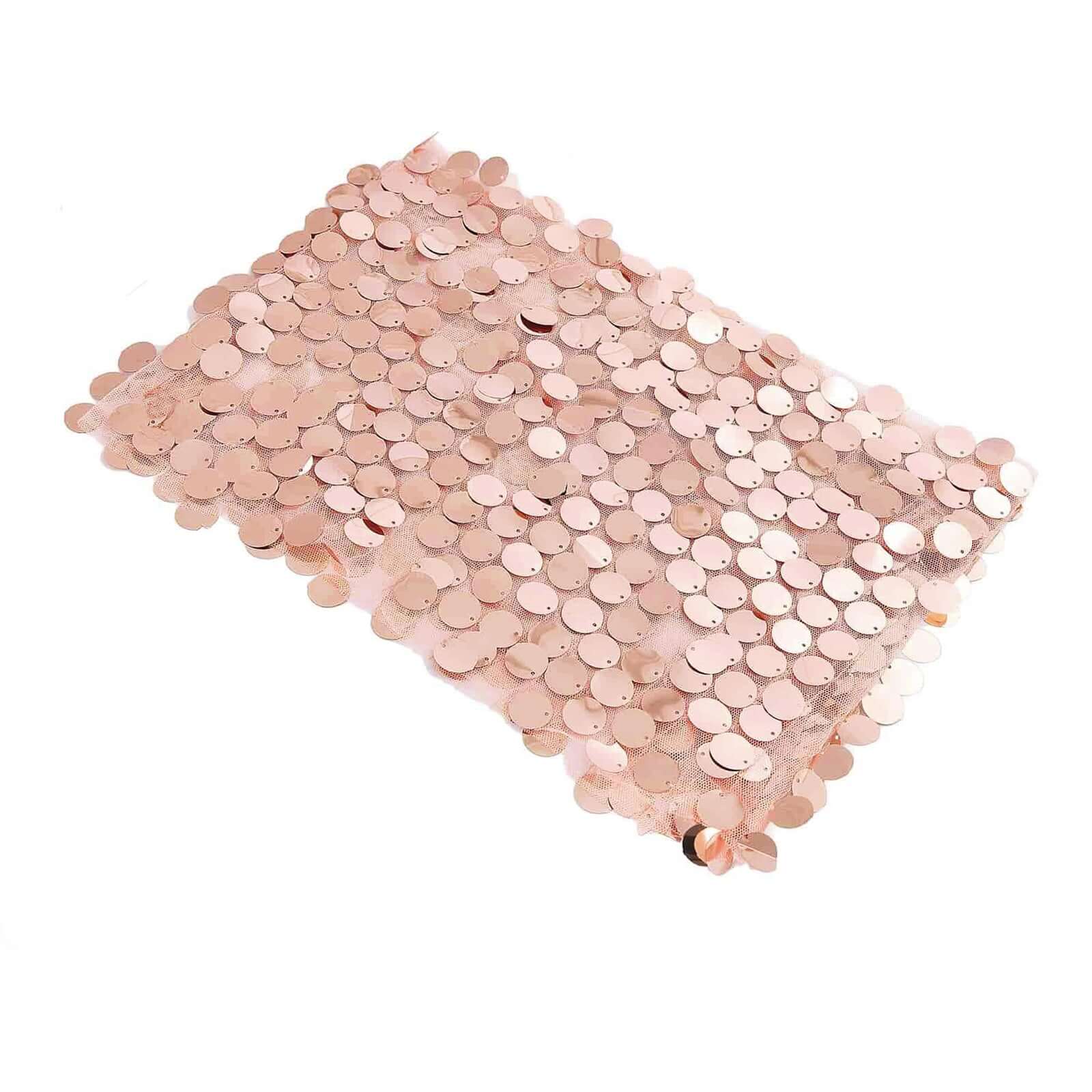 5 Pack Big Payette Sequin 13"x10" Chair Sash Bands Blush - Stylish Glittering Decor for Weddings & Gatherings